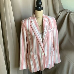 Lauren Ralph Lauren Pink and White Striped Blazer